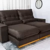 Sofá Retrátil Reclinável Sparta 2,10m Veludo Marrom 815 D33 e Molas Ensacadas - Image 2