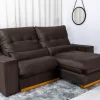 Sofá Retrátil Reclinável Sparta 2,10m Veludo Marrom 815 D33 e Molas Ensacadas