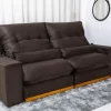 Sofá Retrátil Reclinável Sparta 2,10m Veludo Marrom 815 D33 e Molas Ensacadas - Image 3