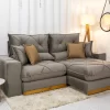 Sofá Retrátil Reclinável 2,30M Gran Bello Veludo Capuccino- D33 e Molas Ensacadas
