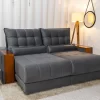 Sofá Retrátil Reclinável 2,30M Gênova Veludo Cinza 814 - Molas Ensacadas - Image 2