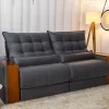 Sofá Retrátil Reclinável 2,30M Gênova Veludo Cinza 814 - Molas Ensacadas - Image 3