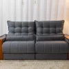 Sofá Retrátil Reclinável 2,30M Gênova Veludo Cinza 814 - Molas Ensacadas - Image 4