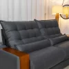 Sofá Retrátil Reclinável 2,30M Gênova Veludo Cinza 814 - Molas Ensacadas - Image 6