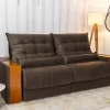 Sofá Retrátil Reclinável 2,50M Gênova Veludo Marrom 815 - Molas Ensacadas - Image 3