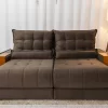 Sofá Retrátil Reclinável 2,50M Gênova Veludo Marrom 815 - Molas Ensacadas - Image 4