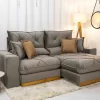 Sofá Retrátil Reclinável Gran Bello 2,00M Veludo Capuccino - D33 e Molas Ensacadas