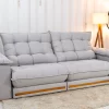 Sofá Retrátil Reclinável Barcelona Linho Cinza Claro 461 Larg. 2.50m - D33 e Molas Ensacadas - Image 3
