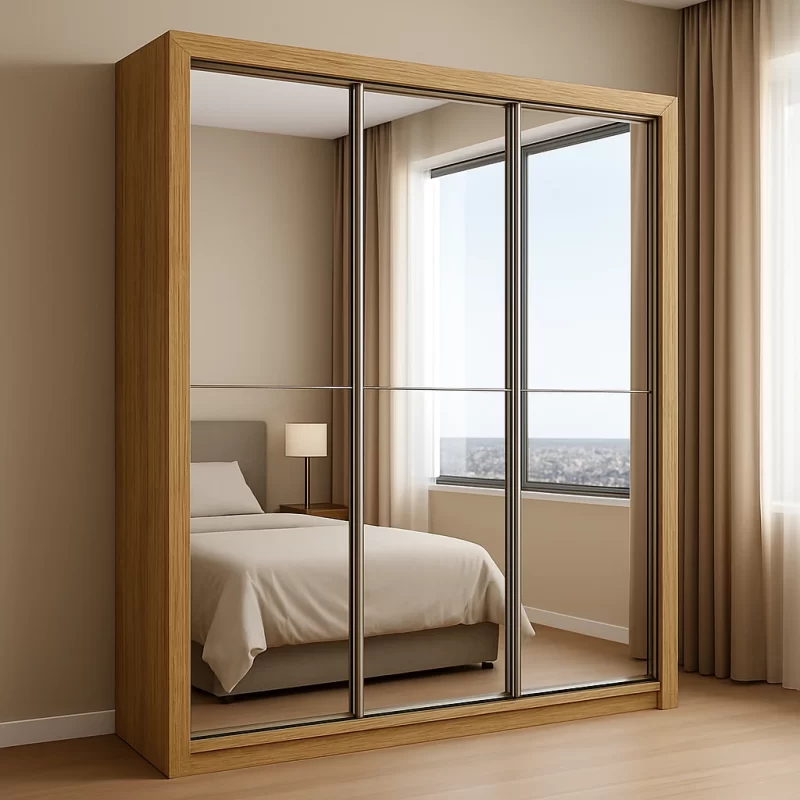 Guarda-Roupa Veneza Premium Larg. 1,88m 3 Portas C/ 3 Espelho 4 Gavetas Cinamomo - Carioca