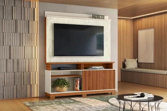 Home Dallas Larg. 1,60M Cinamomo Mel/Off/Carrara 65" - Mobler