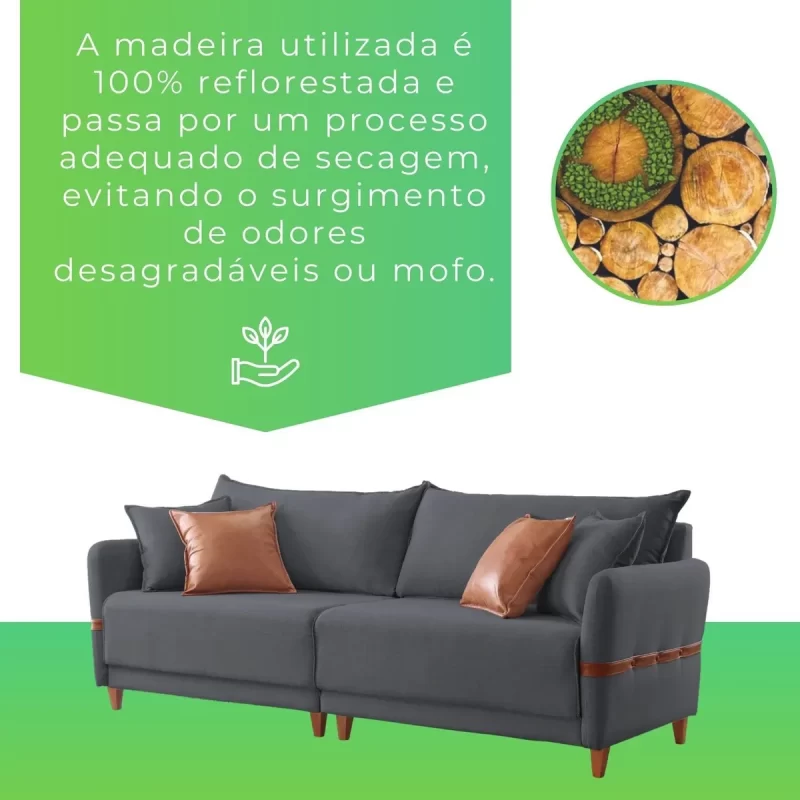 Sofá Living Canela Larg 2,25M - Lufer - Image 11