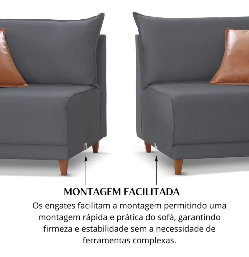 Sofá Living Canela Larg 2,25M - Lufer - Image 7