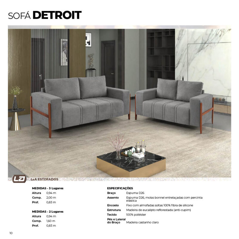 Sofá Detroit 2x3 Lugares - L & A Estofados