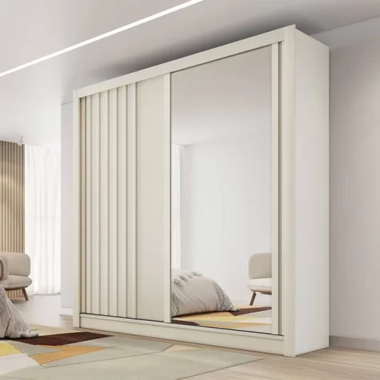 Guarde Roupa Lugano Off 1P Ripado 1P Espelho Larg. 1,80M – Europa
