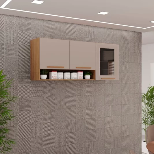 Aéreo Triplo Cozinha New Valência Vidro Fumê 3P – Salleto