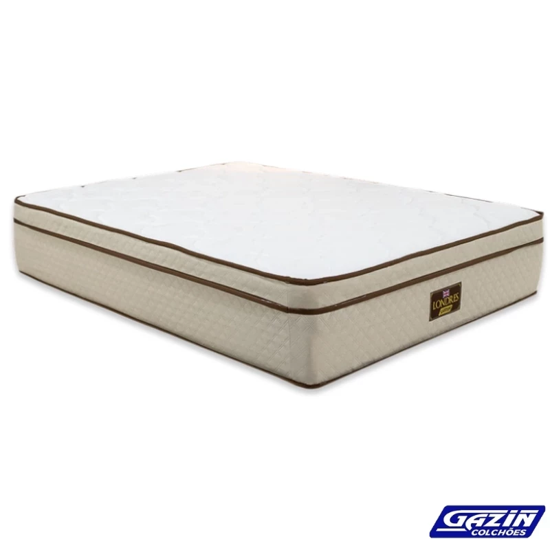 Box Casal Universal Liso Bege + Colchão Casal Londres 138x188x72 Molas Pocket Ensacadas BlueWave - Gazin - Imagem 5
