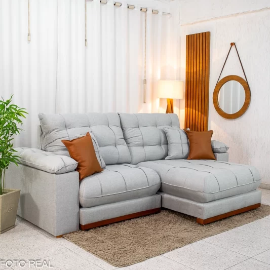 Sofá Retrátil Reclinável Verona 2,30M Linho Cinza Gelo 31 D28 Soft - Molas Ensacadas