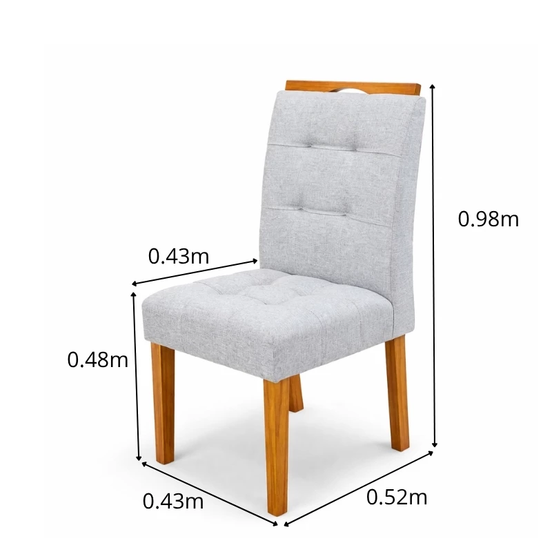 Mesa de Jantar Moscou 160x80 Vidro Off/Base Cinamomo + 6 Cad. Londres Linho Prata Madeira Minas Plac - Entregue Montada - Imagem 5