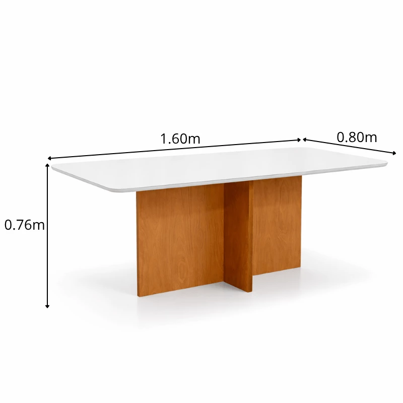 Mesa de Jantar Moscou 160x80 Vidro Off/Base Cinamomo + 6 Cad. Londres Linho Prata Madeira Minas Plac - Entregue Montada - Imagem 3