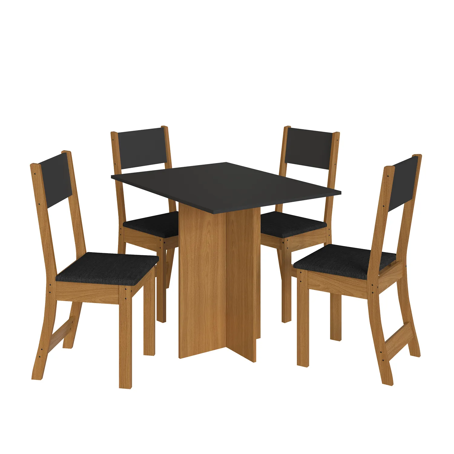 Conjunto Mesa Talita Freijo/Chumbo c/4 cadeiras Tec. Preto - Indekes - Imagem 4