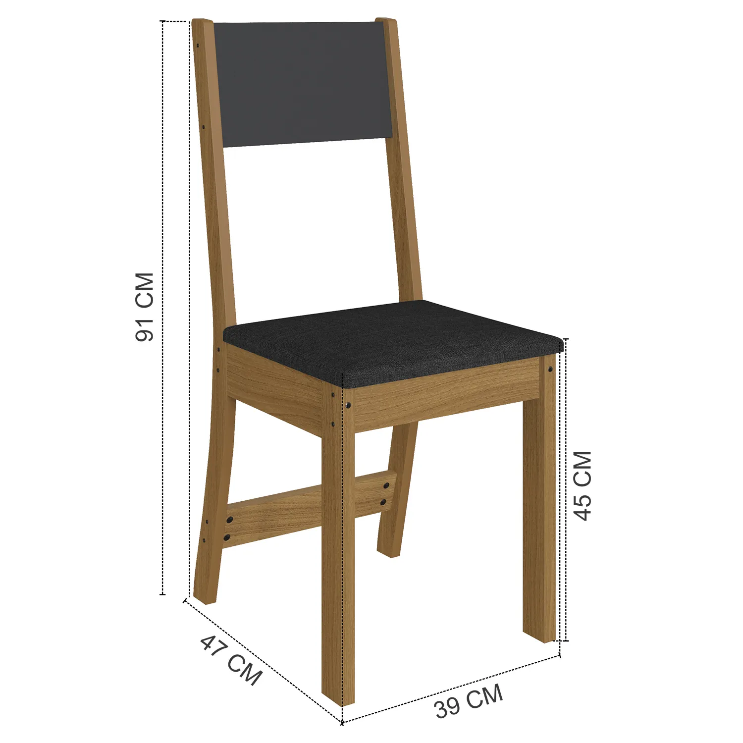 Conjunto Mesa Talita Freijo/Chumbo c/4 cadeiras Tec. Preto - Indekes - Imagem 2