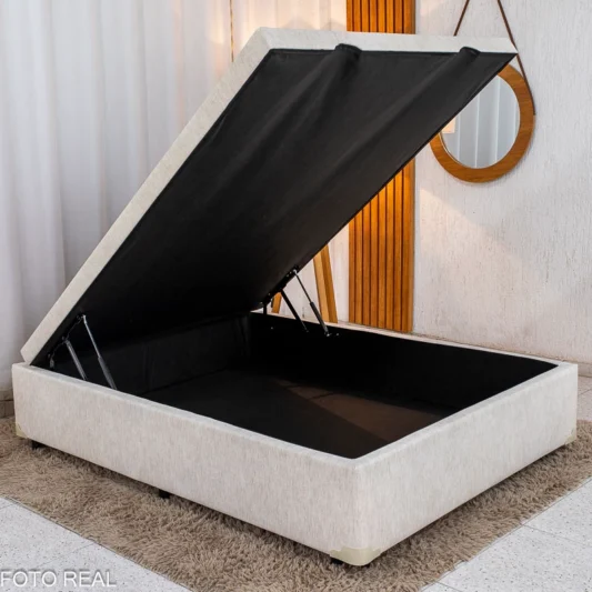 Base Box Baú Casal Prime Confort Linhão Palha Blindado 138x188x45 - Issacar