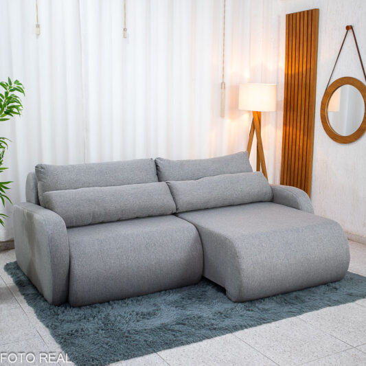 Sofá Retrátil Bellagio Larg. 2.25m Linho Cinza A59
