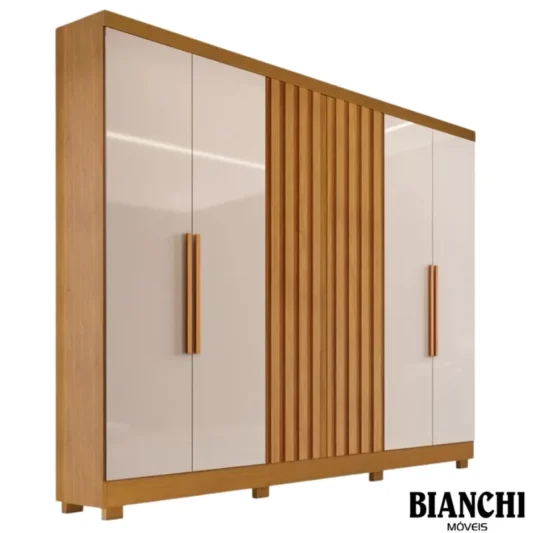 Guarda-roupa 1,80m Cabo Frio Nature/Off 6 Portas 2 Gavetas 100% MDF - Bianchi